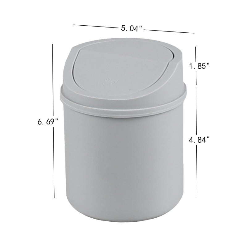 Eagrye 0.5 Gallon Mini Desktop Trash Can with Swing Lid, Swing-top Tiny Garbage Can, Gray - Image 2